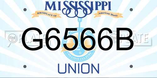 G6566B Mississippi License Plate