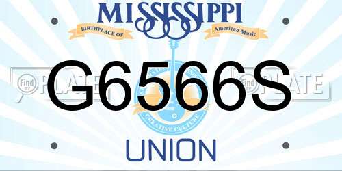G6566S Mississippi License Plate