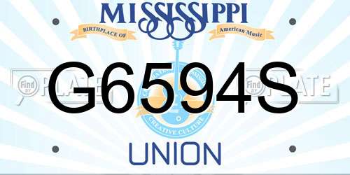 G6594S Mississippi License Plate