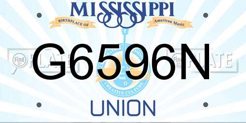 G6596N Mississippi License Plate