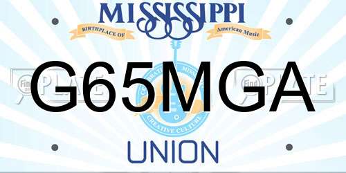 G65MGA Mississippi License Plate