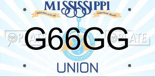 G66GG Mississippi License Plate