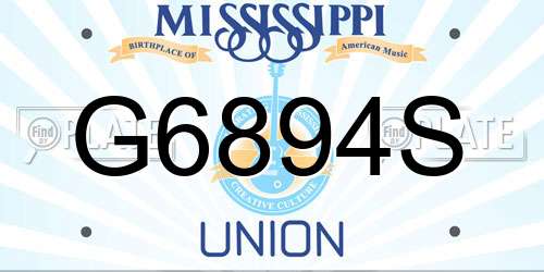 G6894S Mississippi License Plate