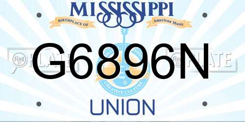 G6896N Mississippi License Plate