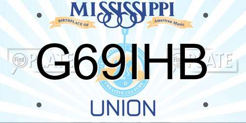 G69IHB Mississippi License Plate