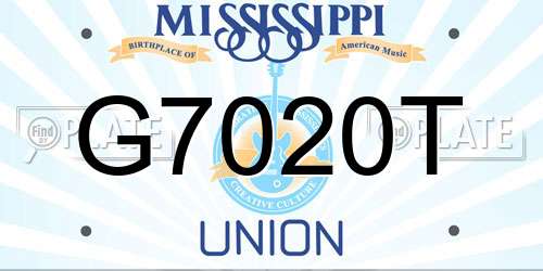 G7020T Mississippi License Plate