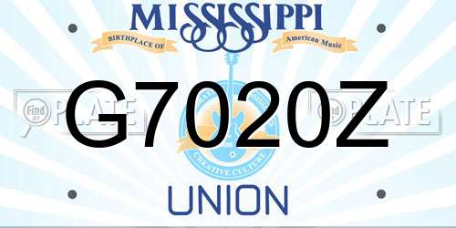 G7020Z Mississippi License Plate