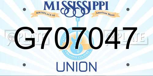 G707047 Mississippi License Plate