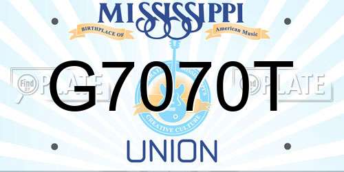 G7070T Mississippi License Plate