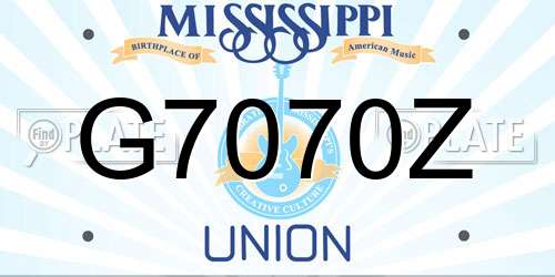G7070Z Mississippi License Plate