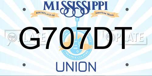 G707DT Mississippi License Plate