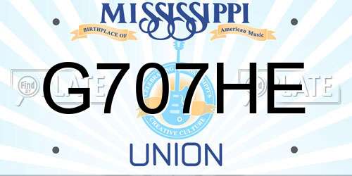 G707HE Mississippi License Plate