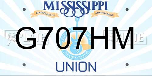 G707HM Mississippi License Plate