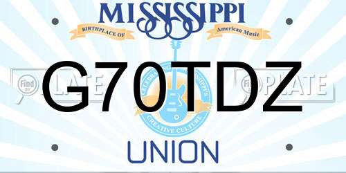 G70TDZ Mississippi License Plate