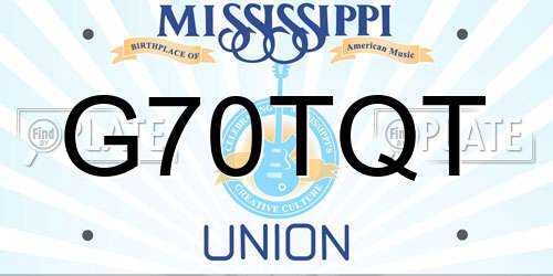 G70TQT Mississippi License Plate