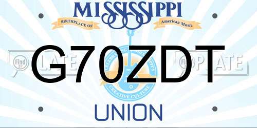 G70ZDT Mississippi License Plate