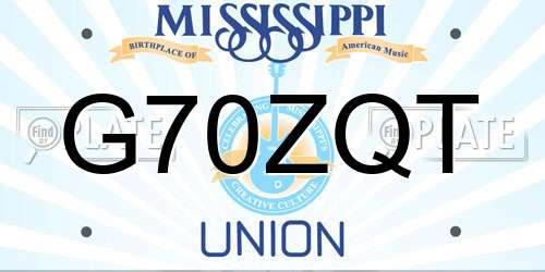 G70ZQT Mississippi License Plate