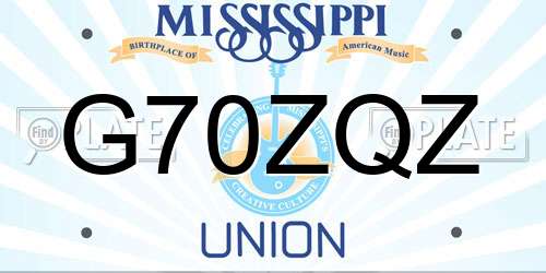 G70ZQZ Mississippi License Plate