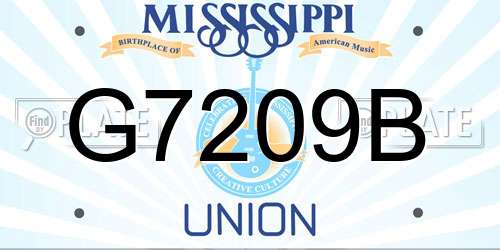 G7209B Mississippi License Plate