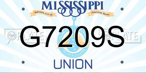 G7209S Mississippi License Plate