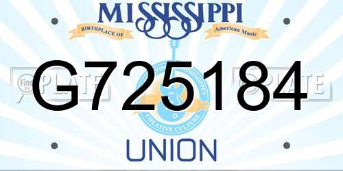 G725184 Mississippi License Plate