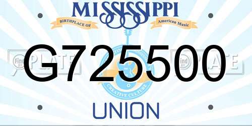 G725500 Mississippi License Plate