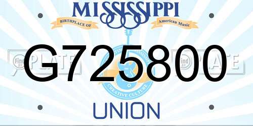 G725800 Mississippi License Plate