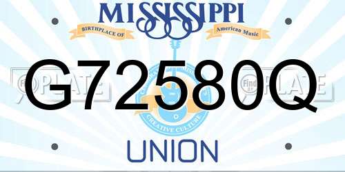 G72580Q Mississippi License Plate