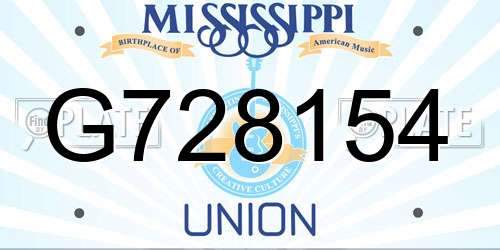 G728154 Mississippi License Plate