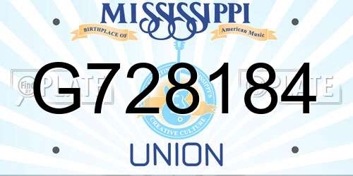 G728184 Mississippi License Plate