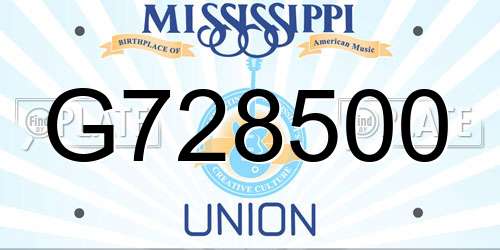 G728500 Mississippi License Plate