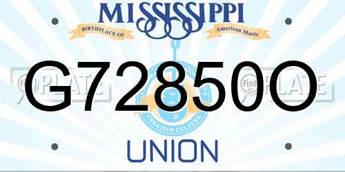 G72850O Mississippi License Plate