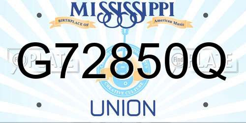 G72850Q Mississippi License Plate