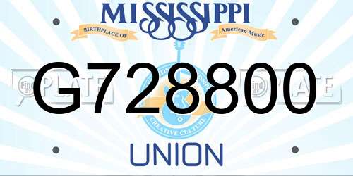 G728800 Mississippi License Plate