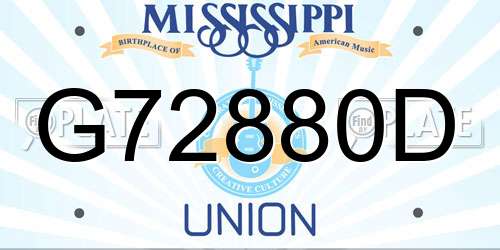 G72880D Mississippi License Plate