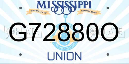 G72880O Mississippi License Plate