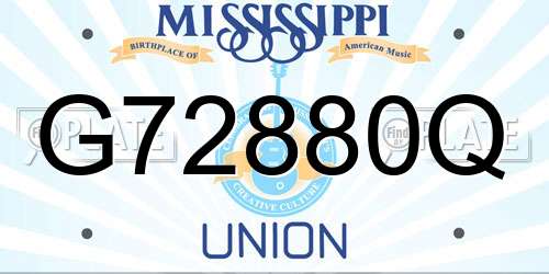 G72880Q Mississippi License Plate