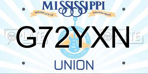 G72YXN Mississippi License Plate