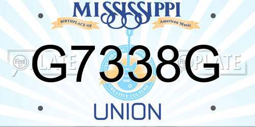 G7338G Mississippi License Plate