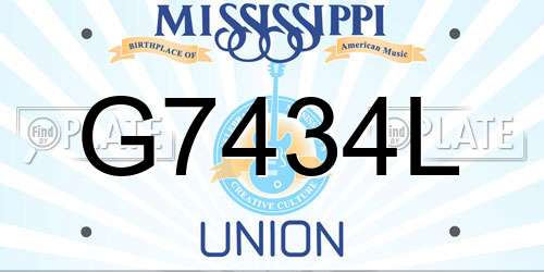 G7434L Mississippi License Plate