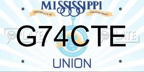 G74CTE Mississippi License Plate