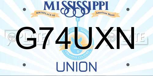 G74UXN Mississippi License Plate