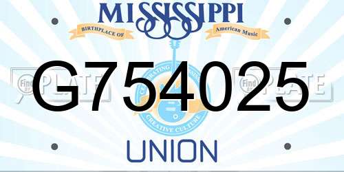 G754025 Mississippi License Plate