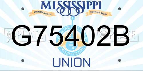 G75402B Mississippi License Plate