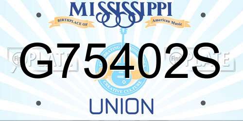 G75402S Mississippi License Plate