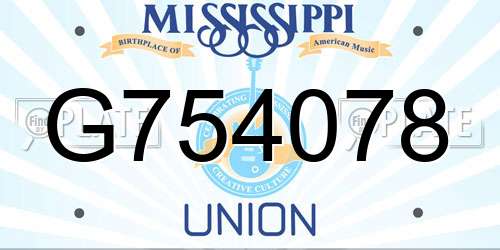 G754078 Mississippi License Plate