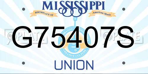 G75407S Mississippi License Plate