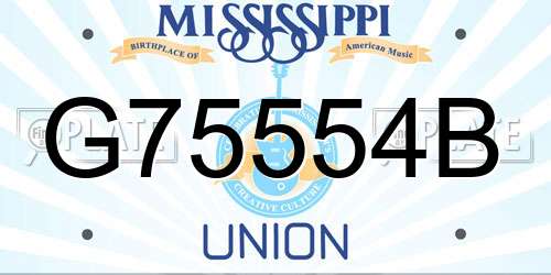 G75554B Mississippi License Plate