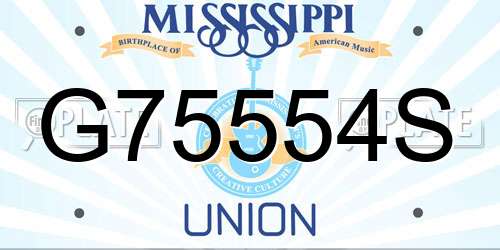 G75554S Mississippi License Plate