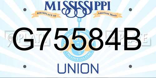G75584B Mississippi License Plate